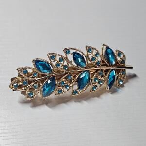 NEW! Gorgeous Twee Whimsical Fairy Blue Rhinestone Leaf Hair Clip Barrette